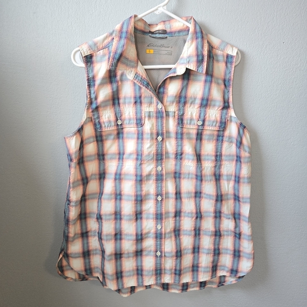Eddie Bauer Large Plaid Travex Classic Fit Mountain Tank Outdoor Shirt